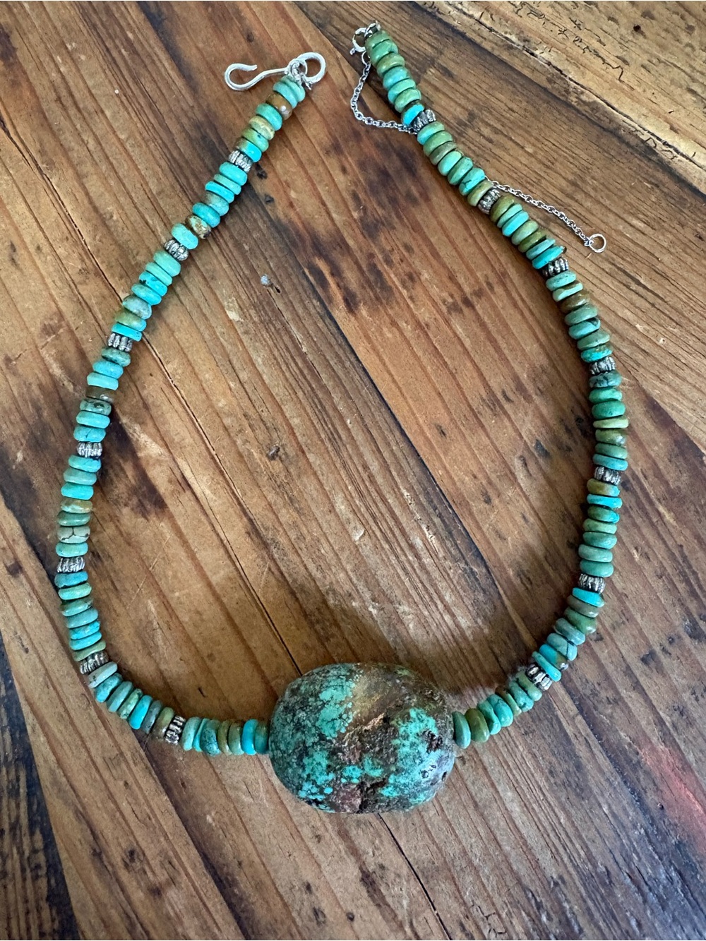 Natural Turquoise Necklace with turquoise and sterling beads and findings
